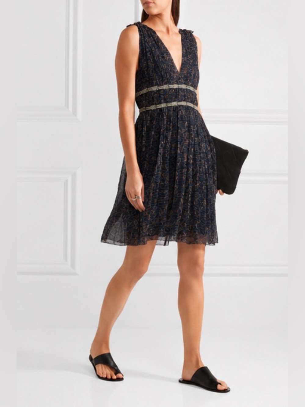 NWT Isabel Marant Etoile Balzan Silk Pleated Dress Size 42